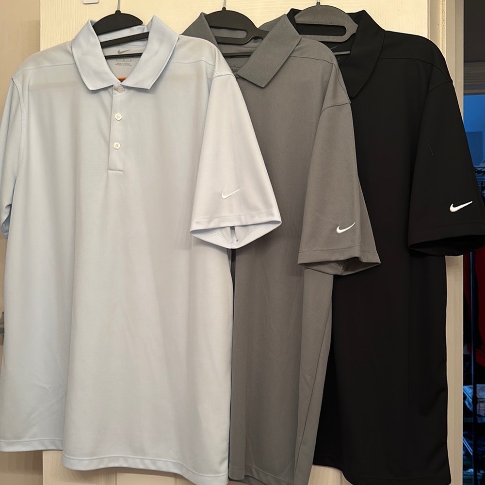 BUNDLE OF 3 Nike Golf Polo Blue, Grey, and Black